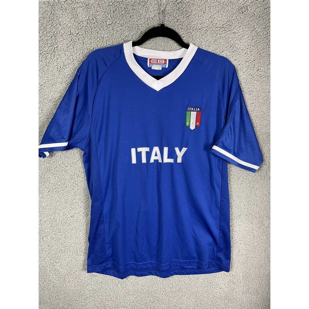 World Cup Soccer Italy Mens Blue Jersey Futbol Soccer Size Large/XL